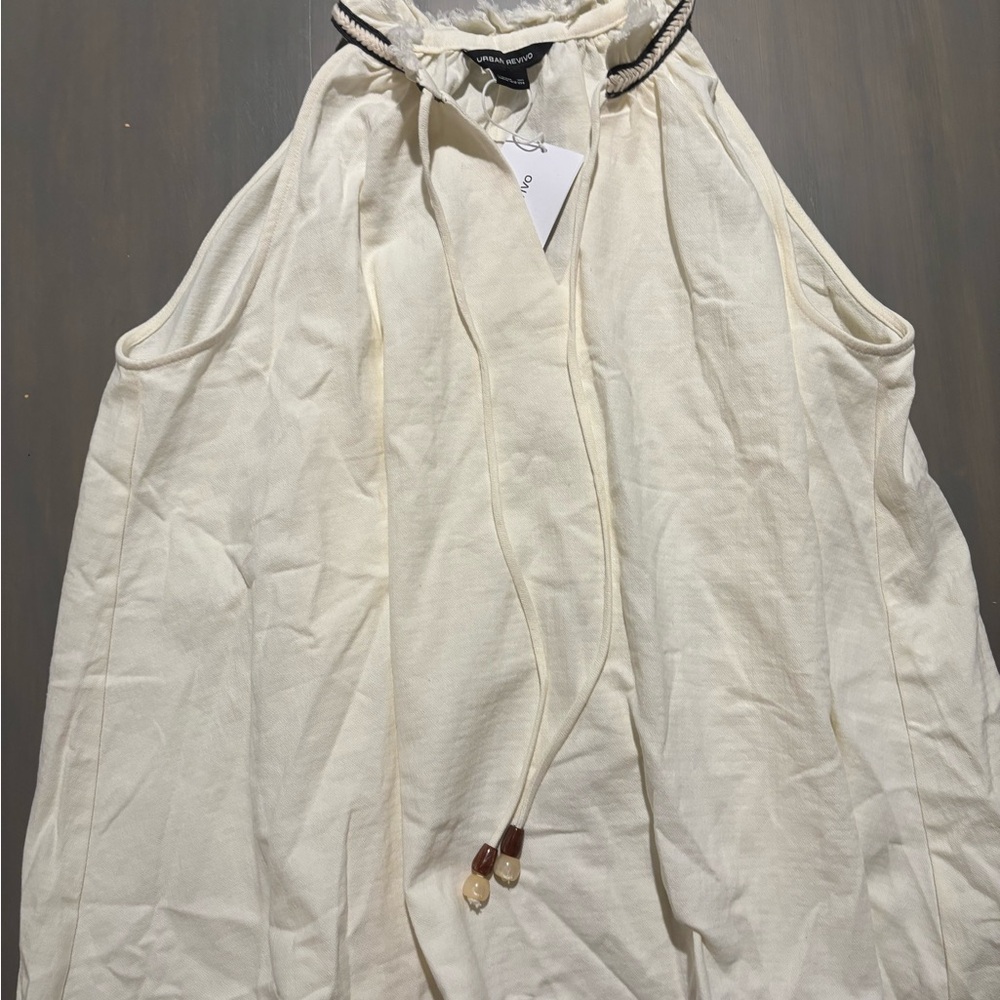 Elegant Cream Women's light denim tank blouse Medium - Picture 7 of 7